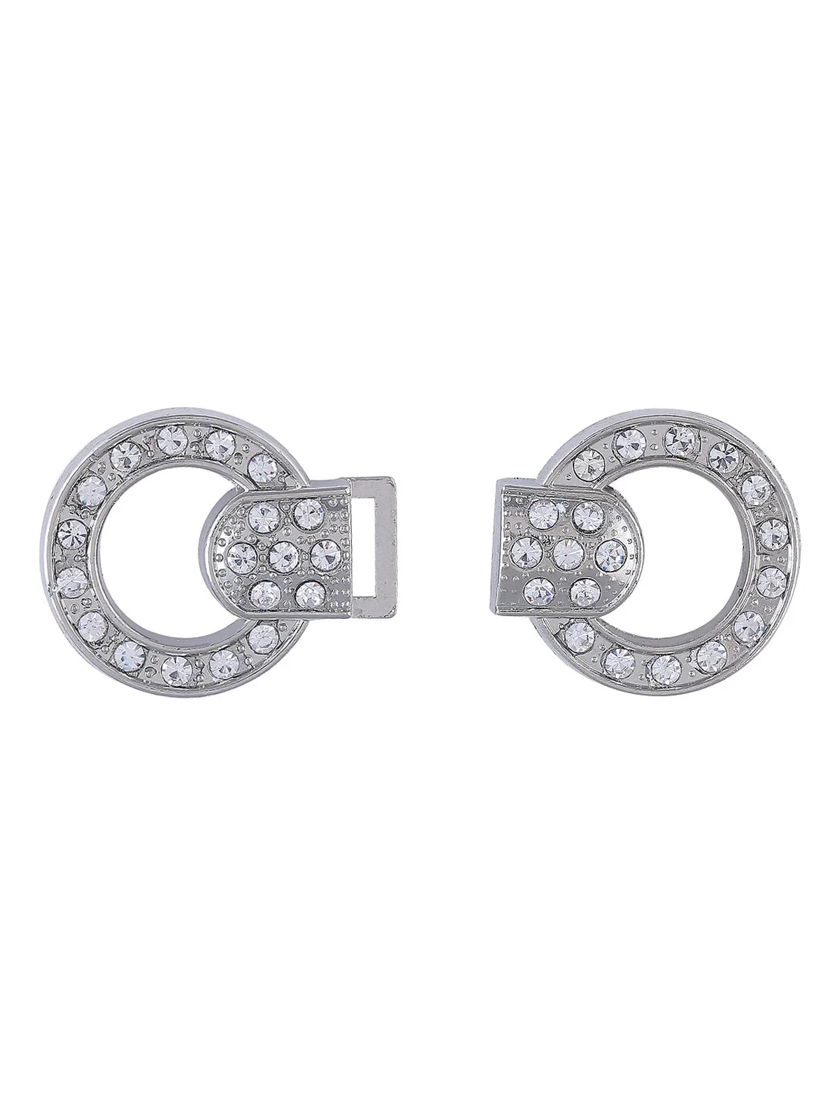 Sparkling Silver Crystal Closure Round Clasp Buckle