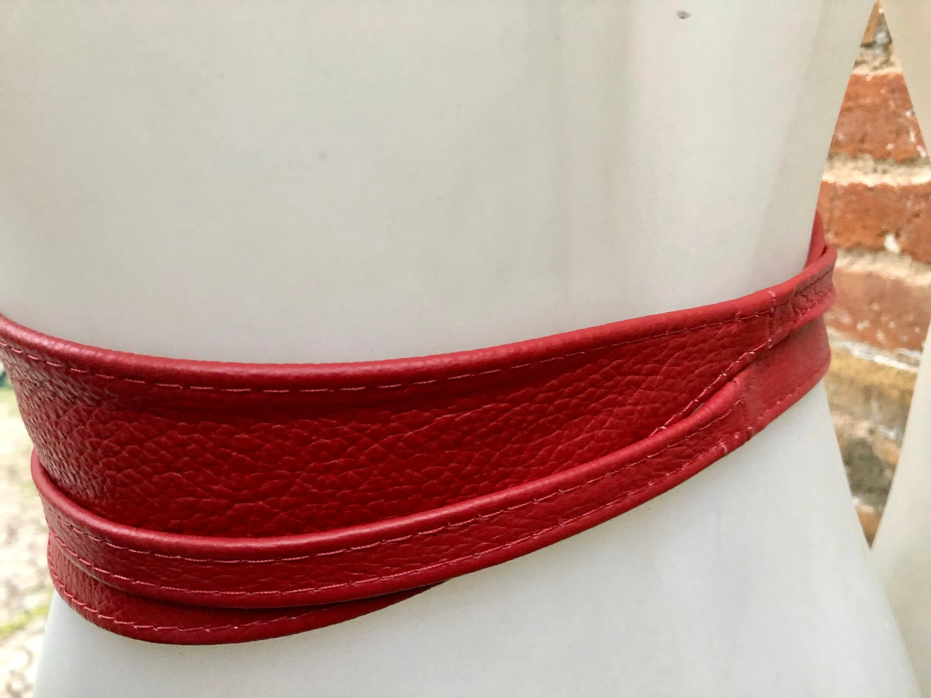 Special listing for Brittney. Obi belt in soft leather. Wrap belt in terracotta RED. Waist belt, dress belt. Wraparound boho leather belt. Genuine leather