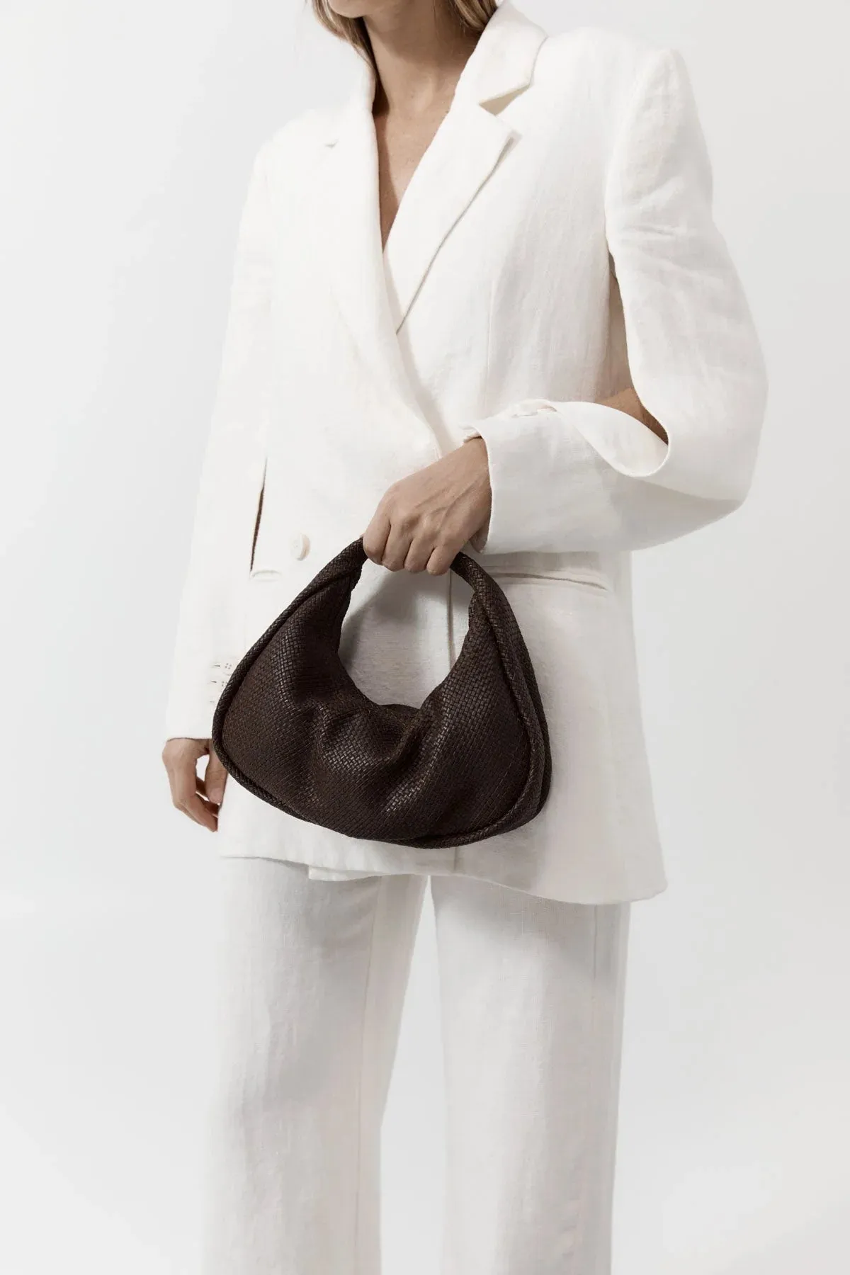 St Agni Woven Bon Bon Bag in Chocolate
