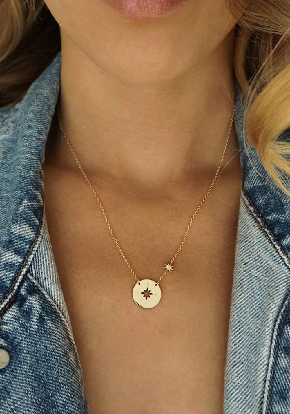 Star Compass Disc Necklace