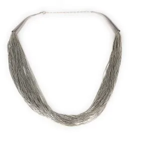 Sterling Silver 100 Strand Liquid Silver Necklace
