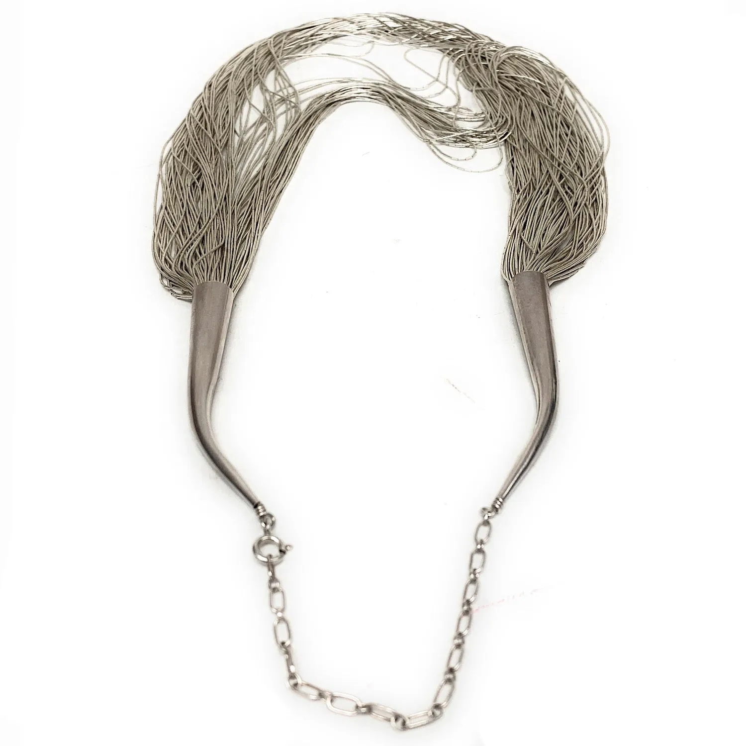 Sterling Silver 100 Strand Liquid Silver Necklace