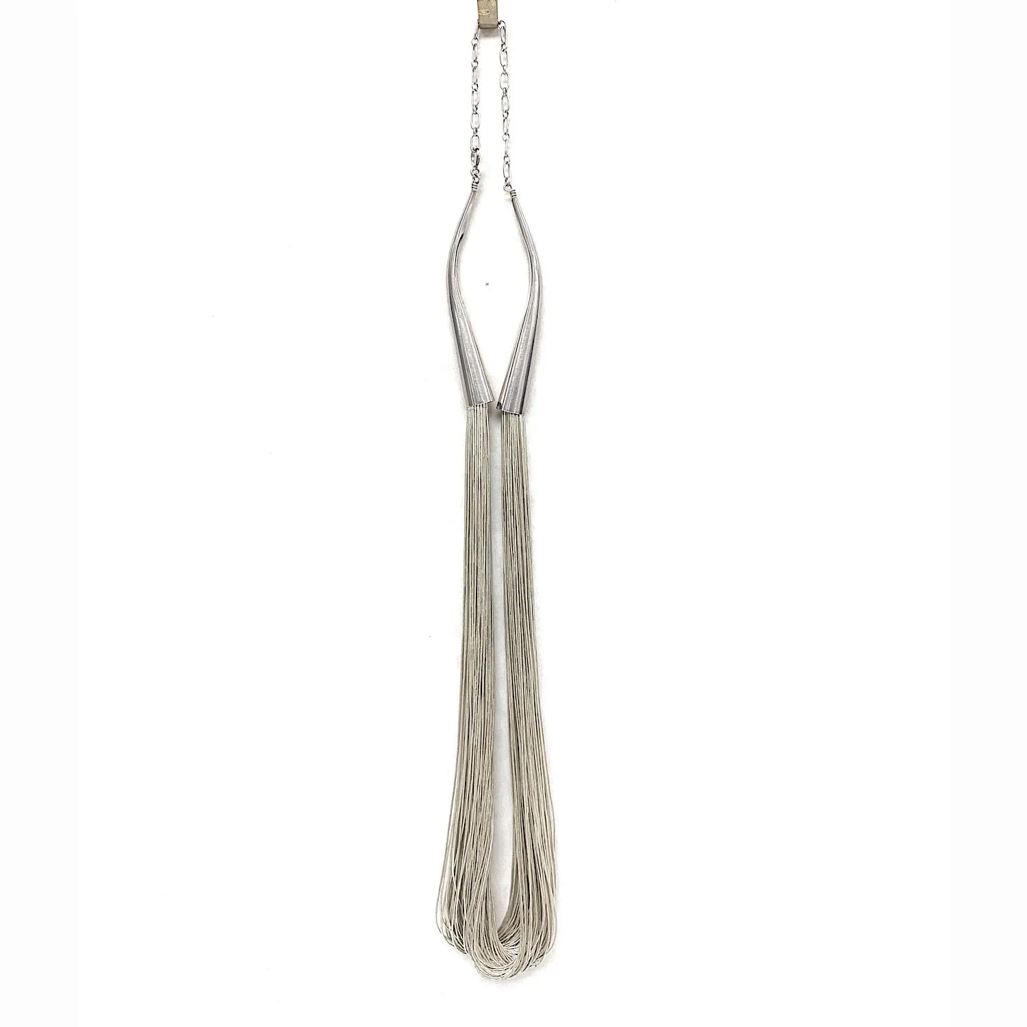 Sterling Silver 100 Strand Liquid Silver Necklace