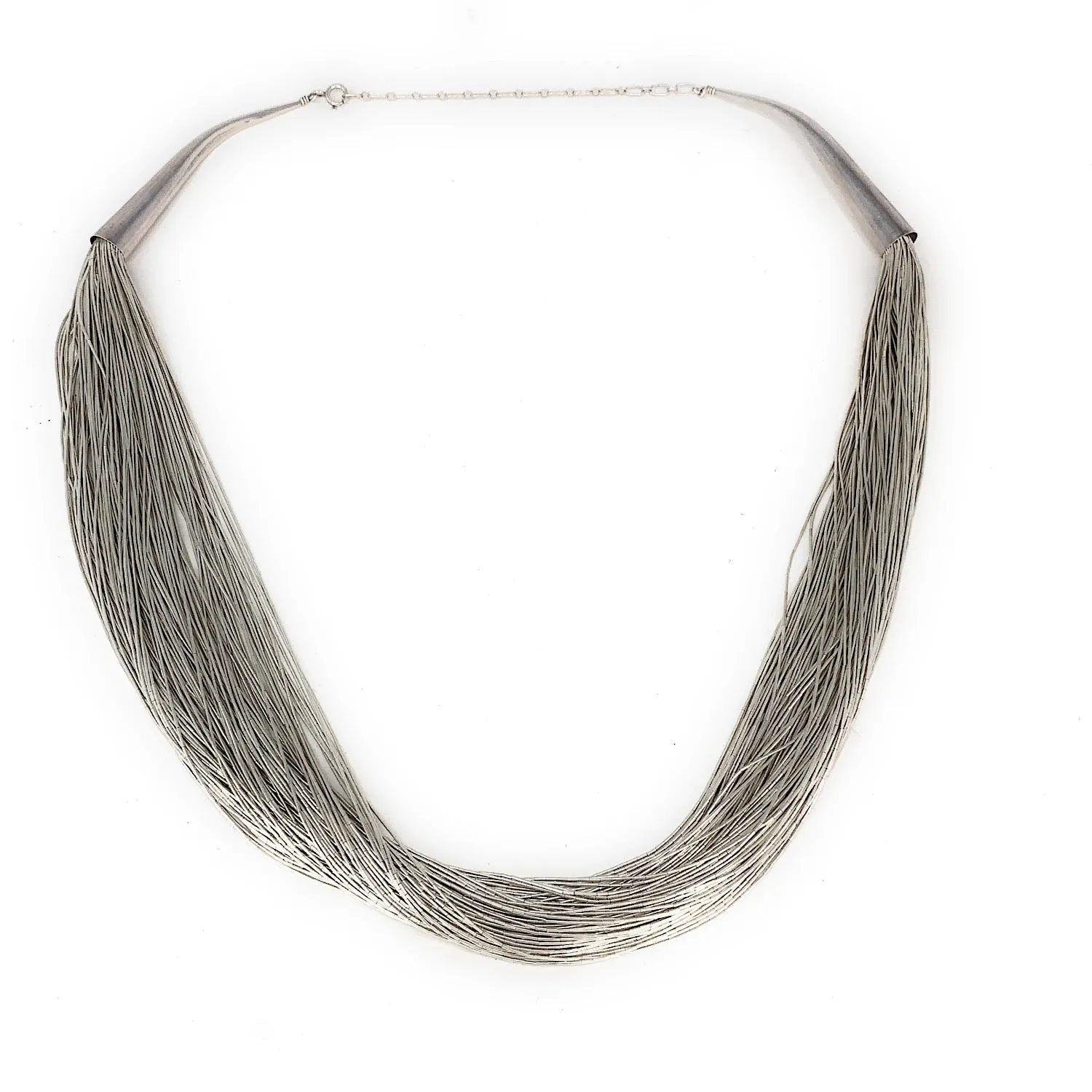 Sterling Silver 100 Strand Liquid Silver Necklace