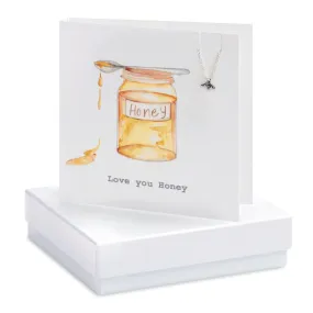 Sterling Silver Bee Pendant Necklace with Love You Honey Card - Perfect Gift Set for Loved Ones - Gift Box and Greeting Card Included