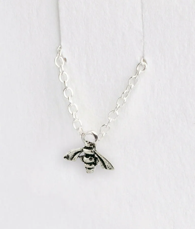 Sterling Silver Bee Pendant Necklace with Love You Honey Card - Perfect Gift Set for Loved Ones - Gift Box and Greeting Card Included