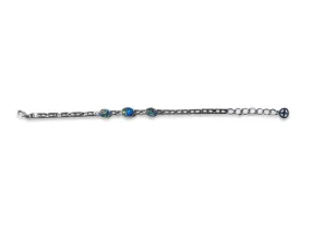 Sterling silver bracelet set with 3 Australian Opal in doublet form in bezel