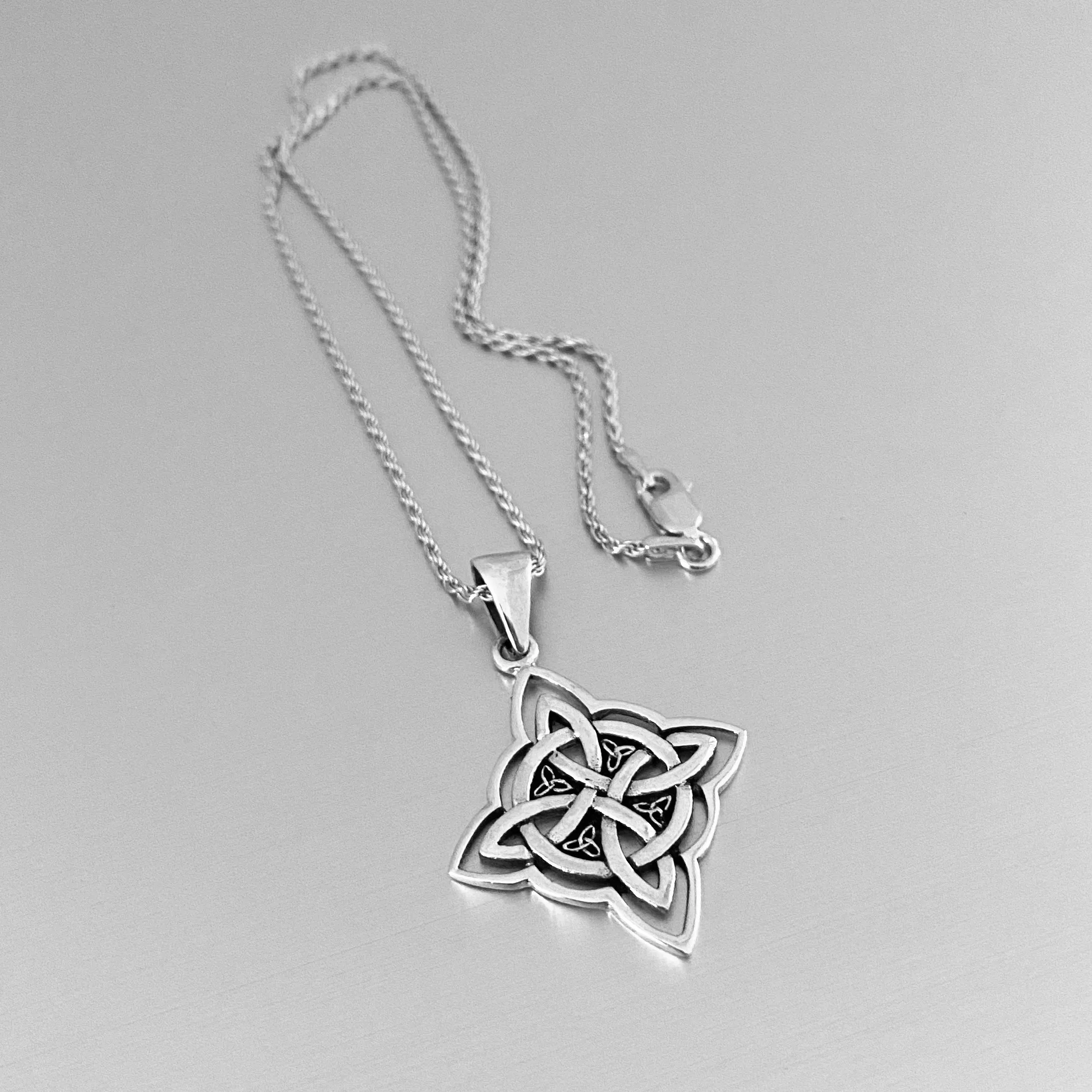 Sterling Silver Celtic and Little Triquetras Necklace, Silver Necklace, Knot Necklaces