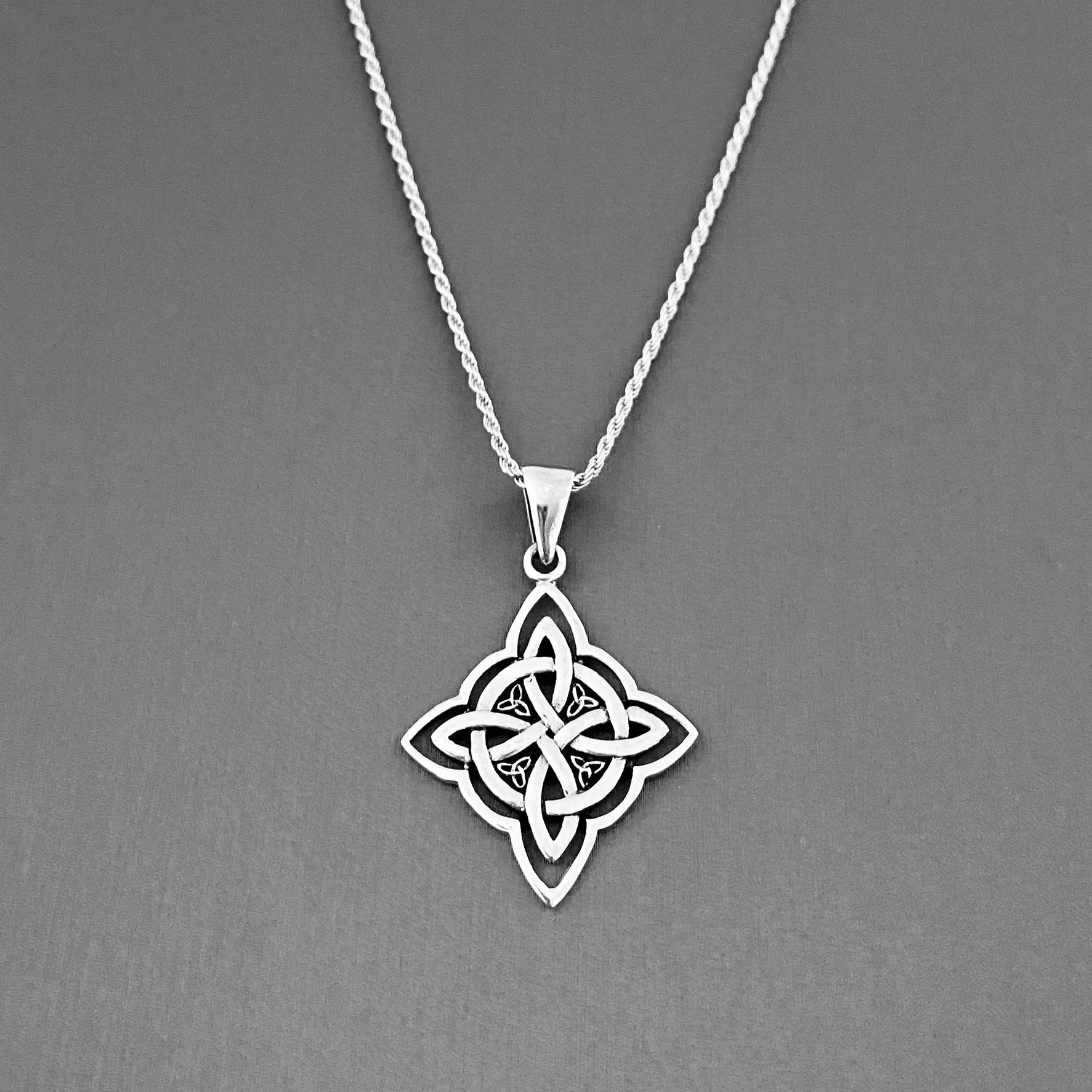 Sterling Silver Celtic and Little Triquetras Necklace, Silver Necklace, Knot Necklaces