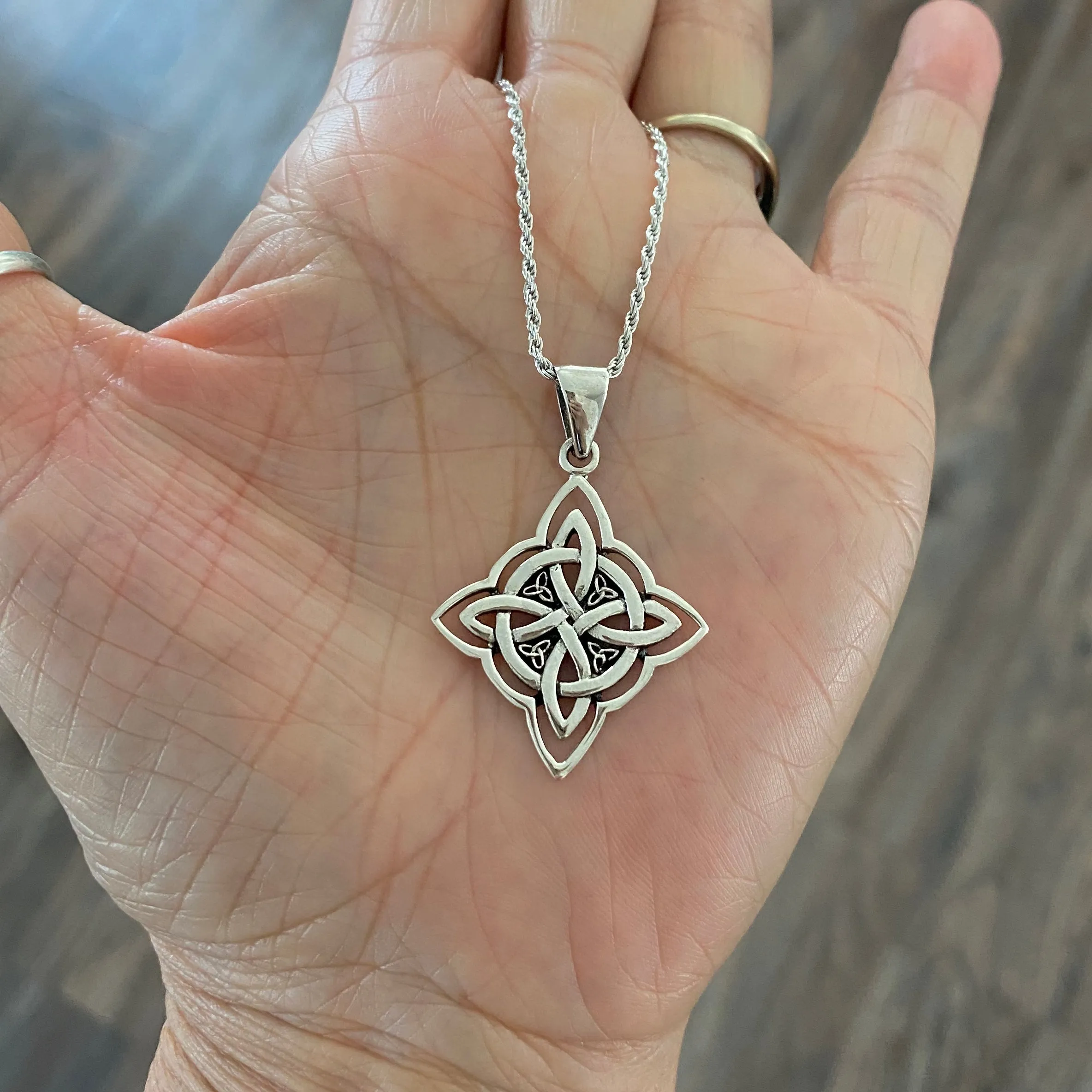 Sterling Silver Celtic and Little Triquetras Necklace, Silver Necklace, Knot Necklaces