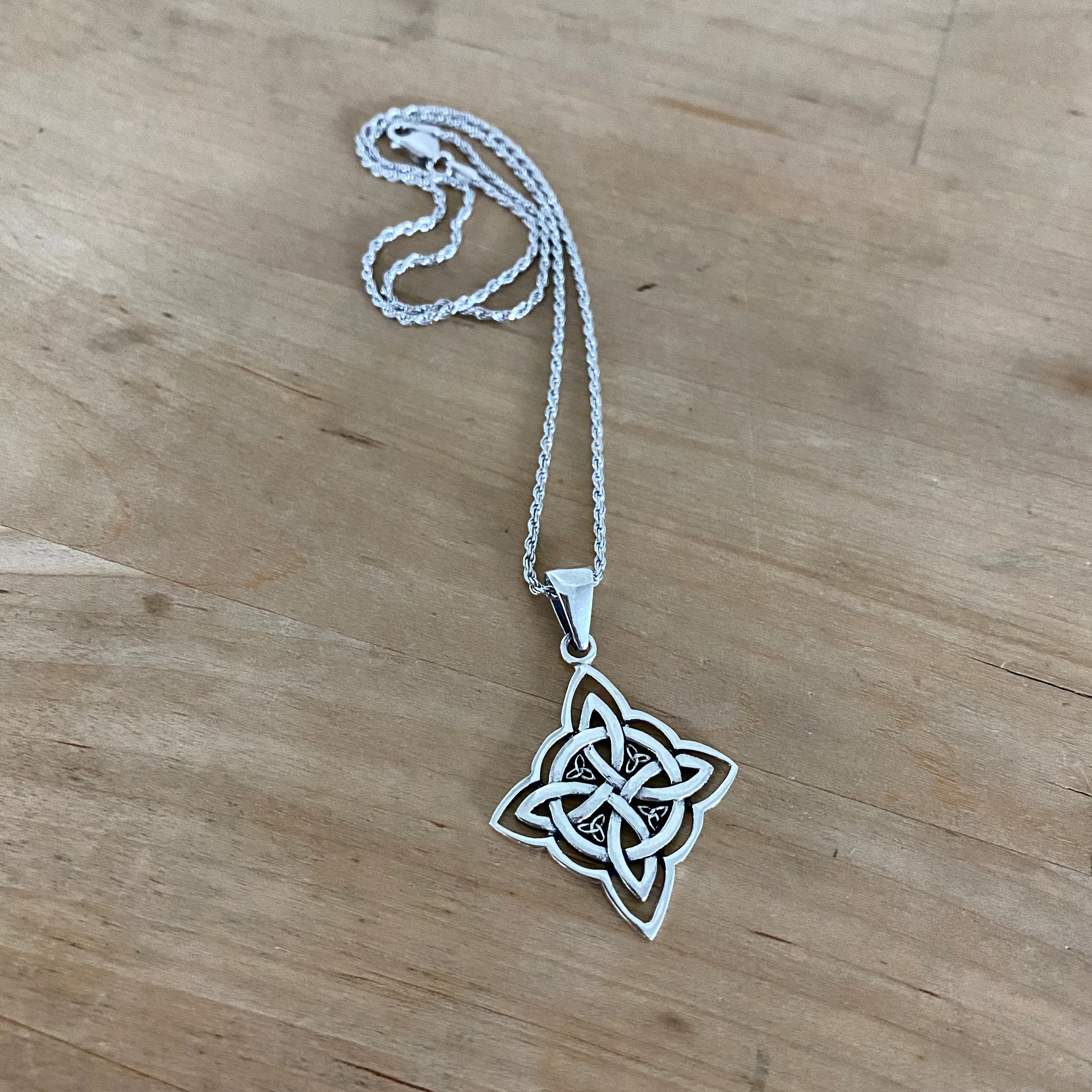 Sterling Silver Celtic and Little Triquetras Necklace, Silver Necklace, Knot Necklaces