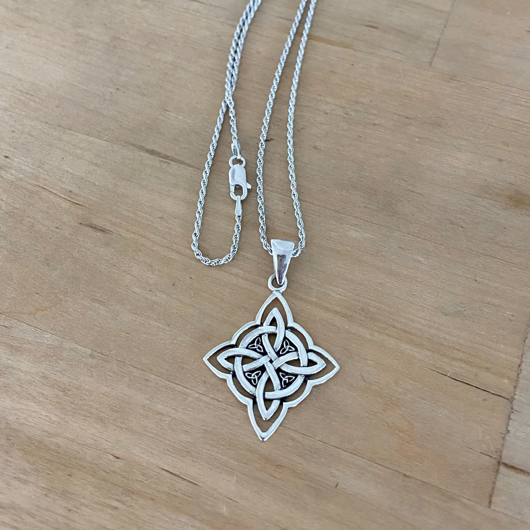Sterling Silver Celtic and Little Triquetras Necklace, Silver Necklace, Knot Necklaces