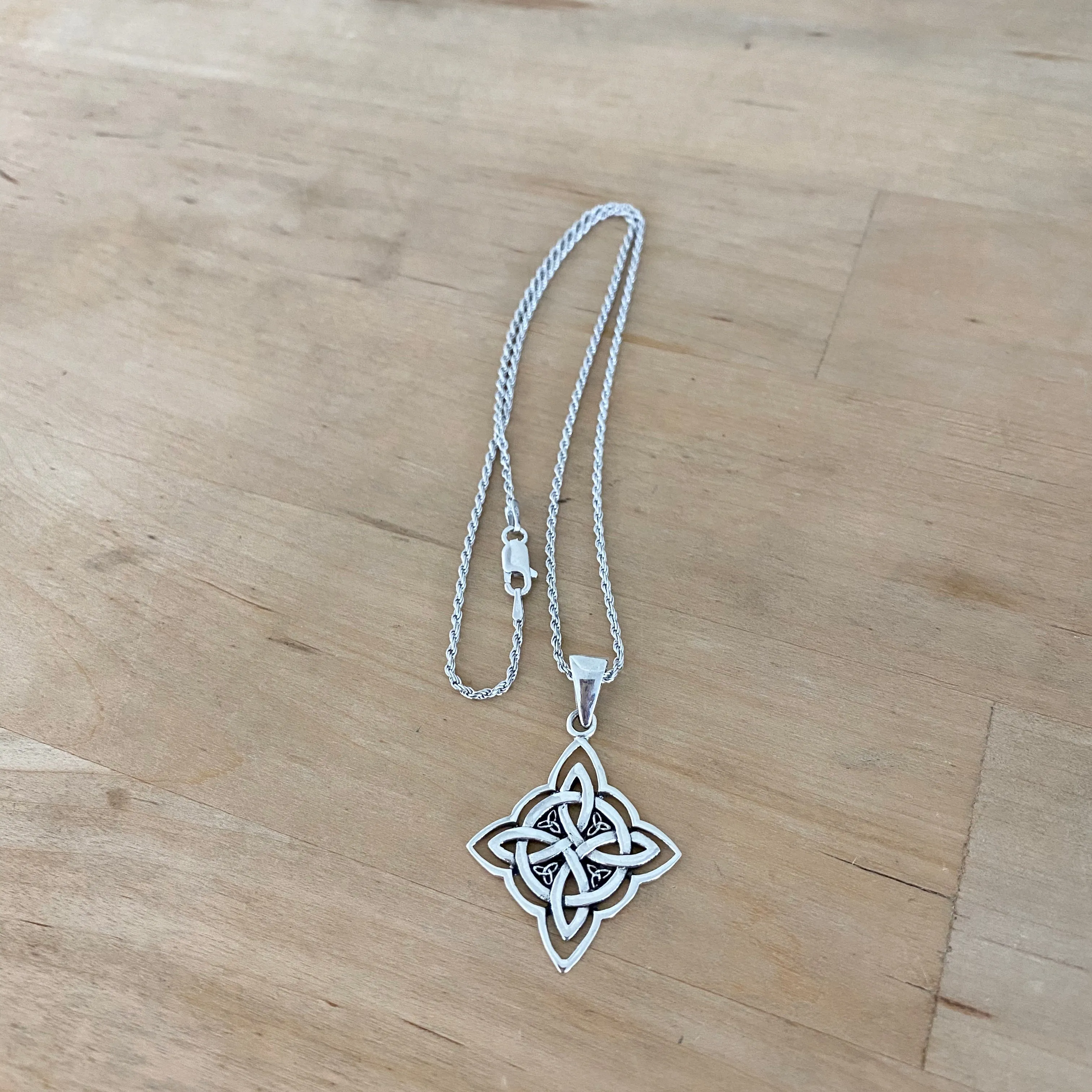 Sterling Silver Celtic and Little Triquetras Necklace, Silver Necklace, Knot Necklaces