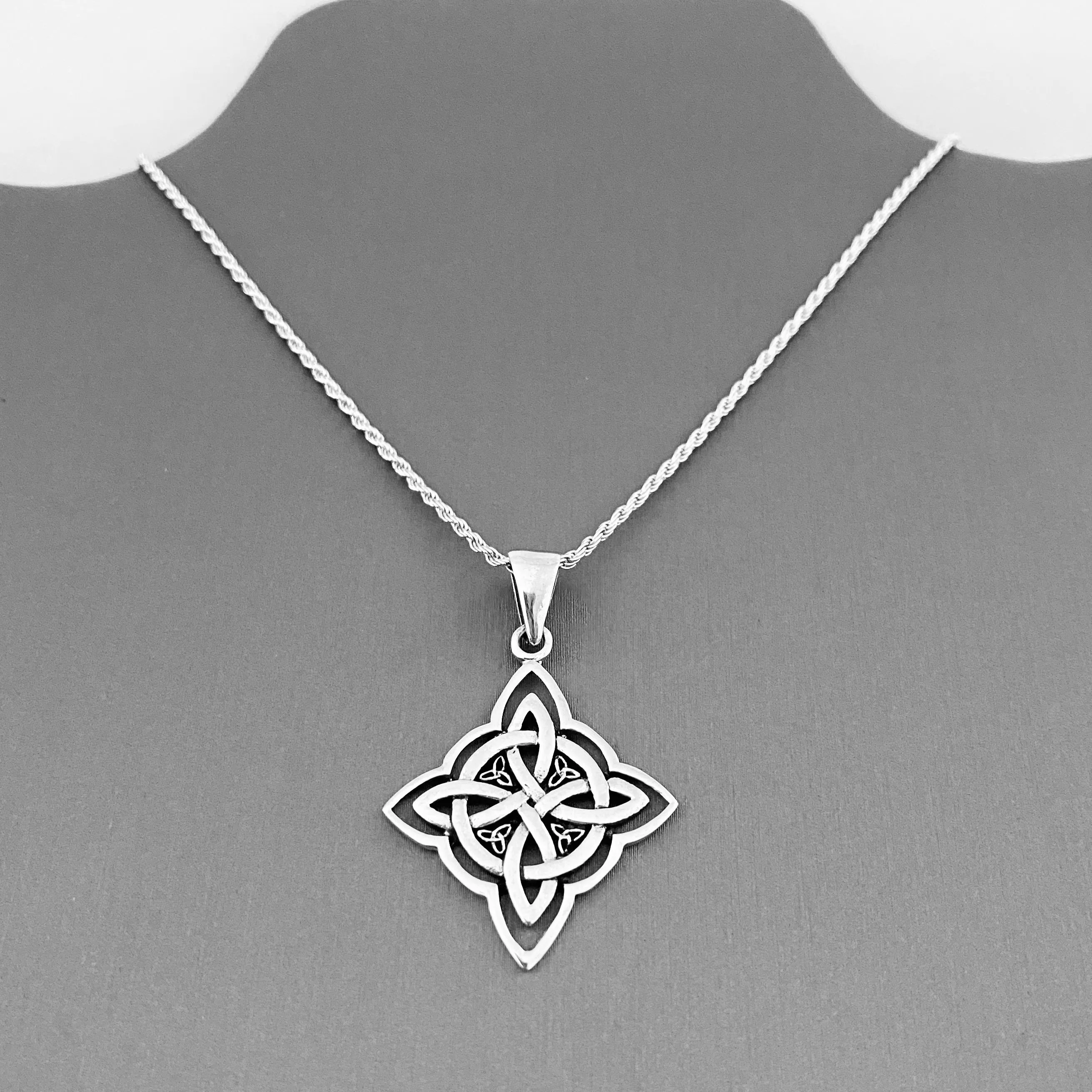 Sterling Silver Celtic and Little Triquetras Necklace, Silver Necklace, Knot Necklaces