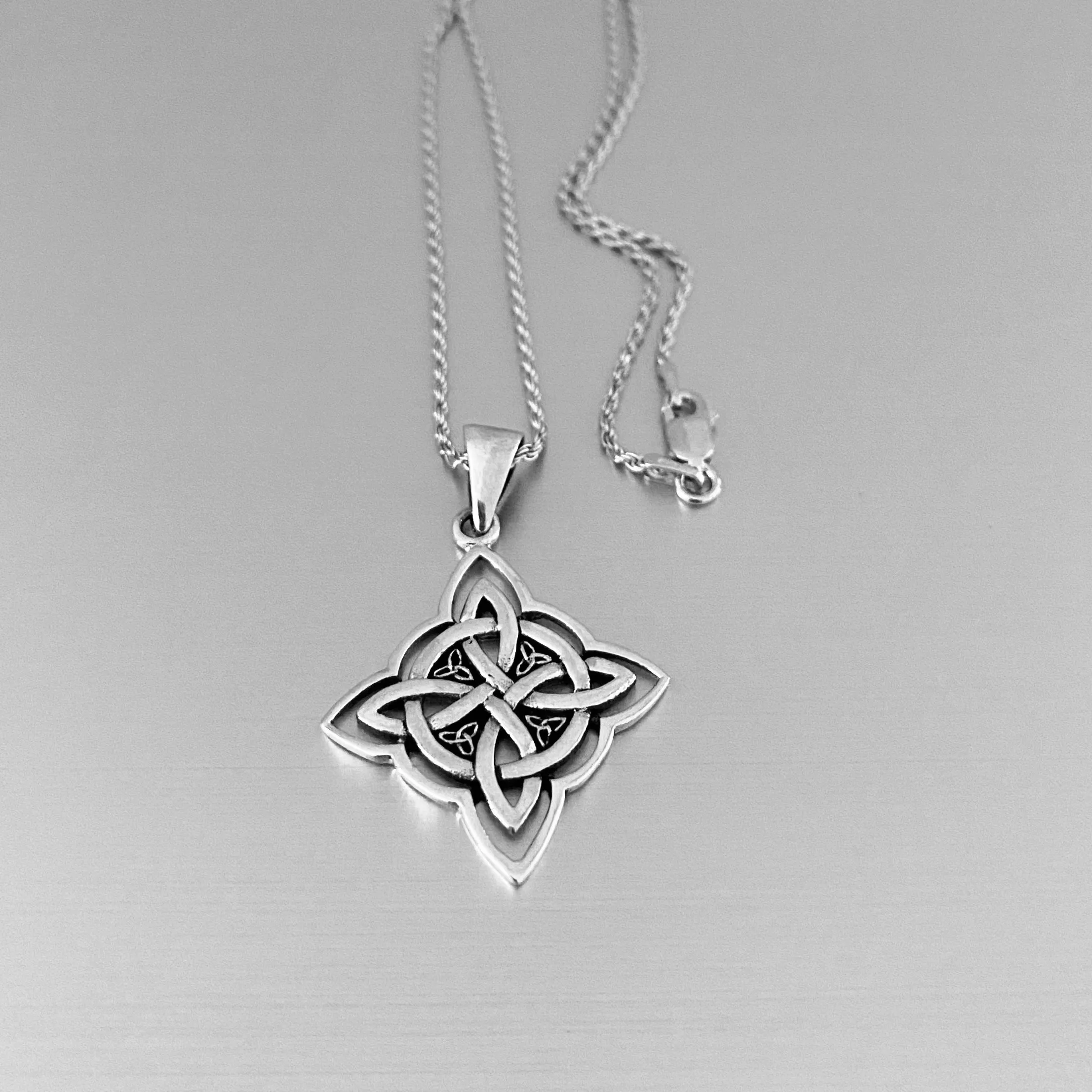 Sterling Silver Celtic and Little Triquetras Necklace, Silver Necklace, Knot Necklaces