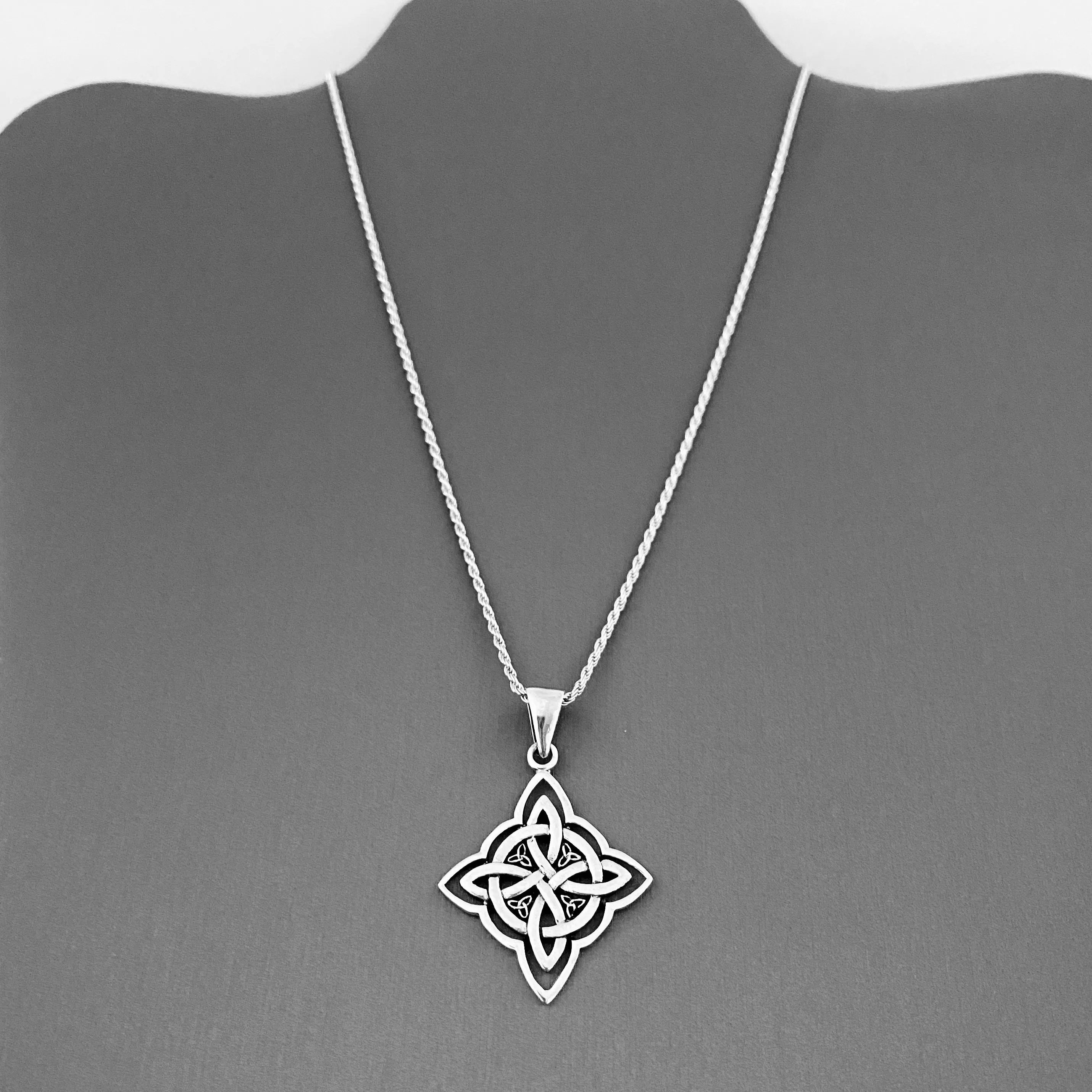 Sterling Silver Celtic and Little Triquetras Necklace, Silver Necklace, Knot Necklaces