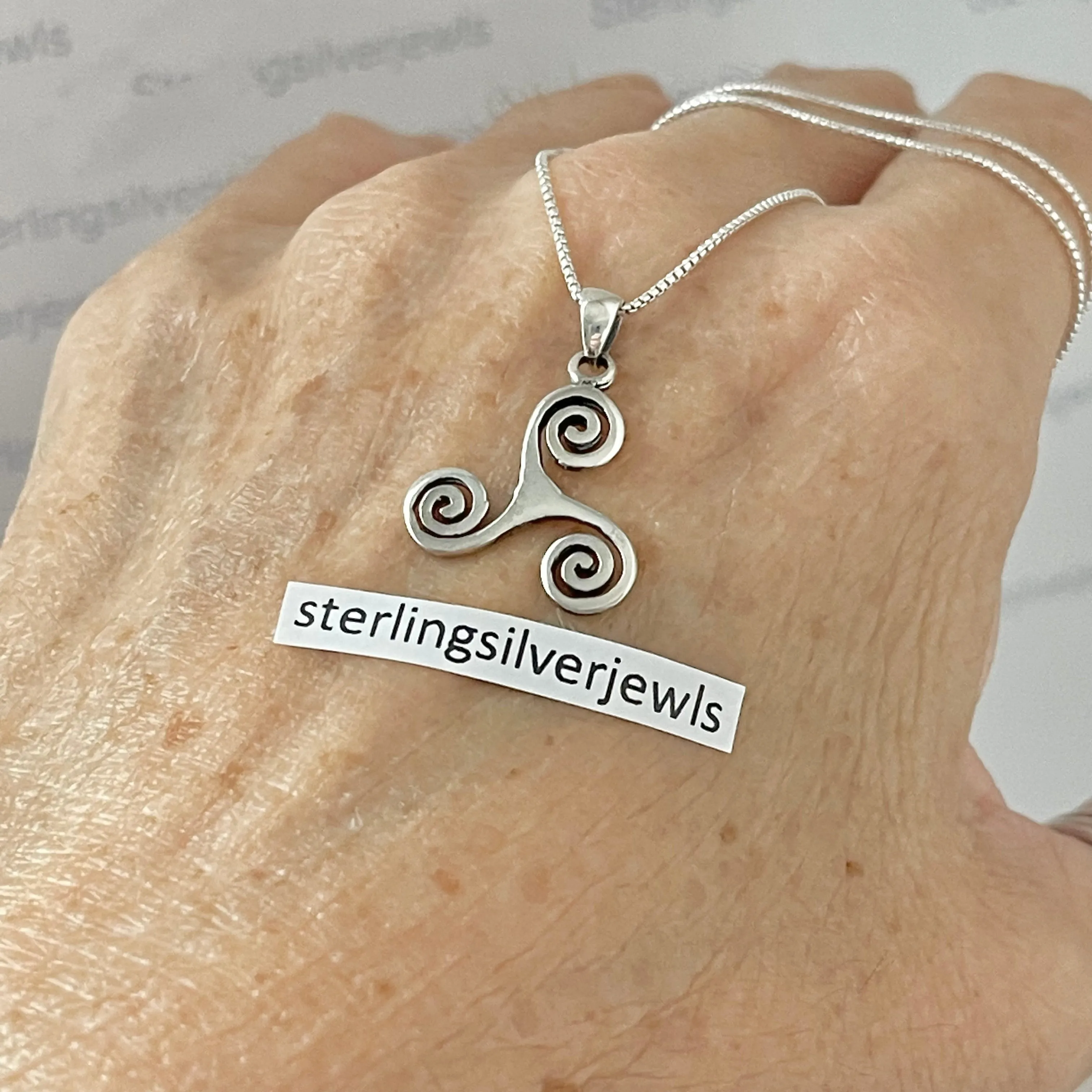 Sterling Silver Celtic Triskele Necklace, Silver Necklaces, Triskelion Chain, Celtics