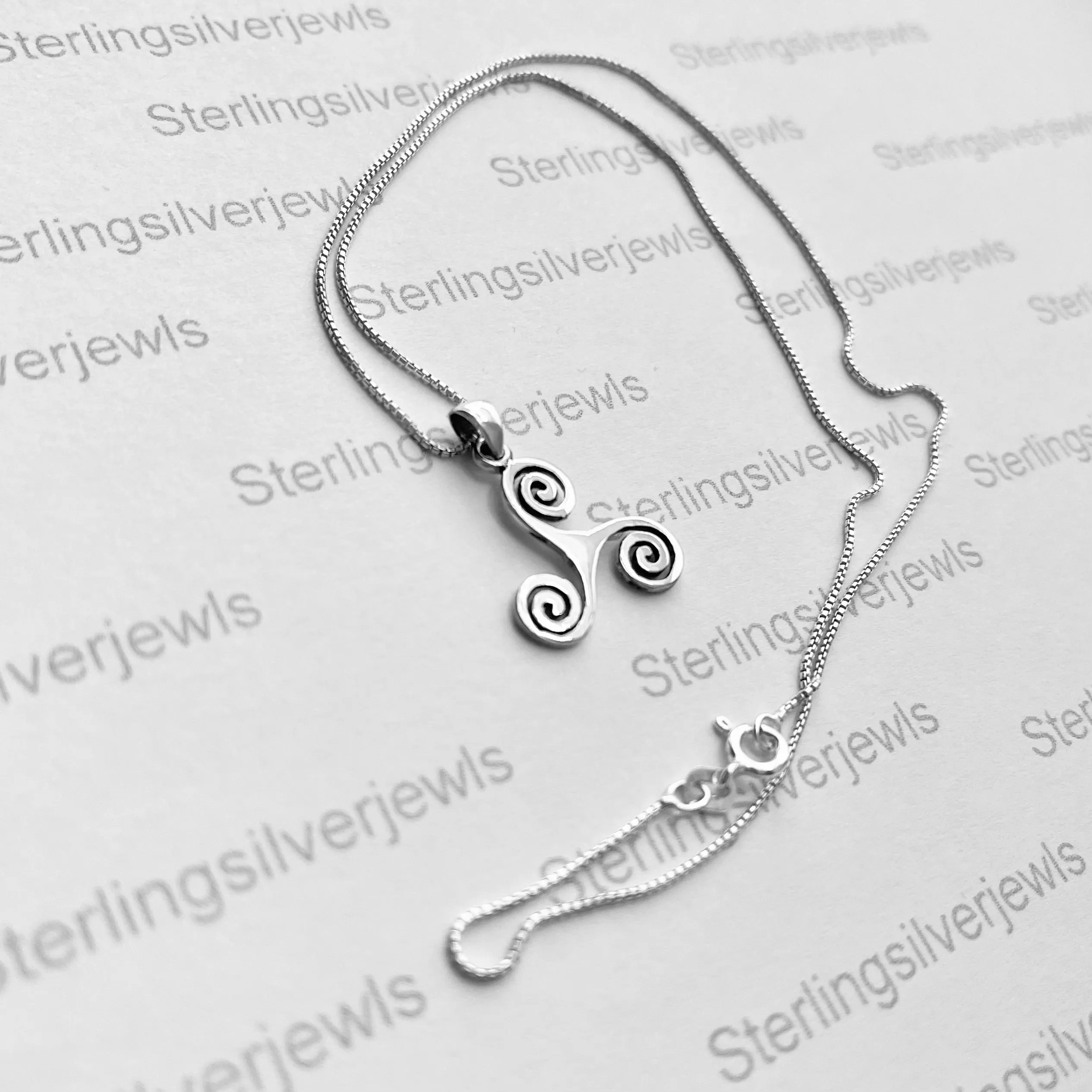 Sterling Silver Celtic Triskele Necklace, Silver Necklaces, Triskelion Chain, Celtics