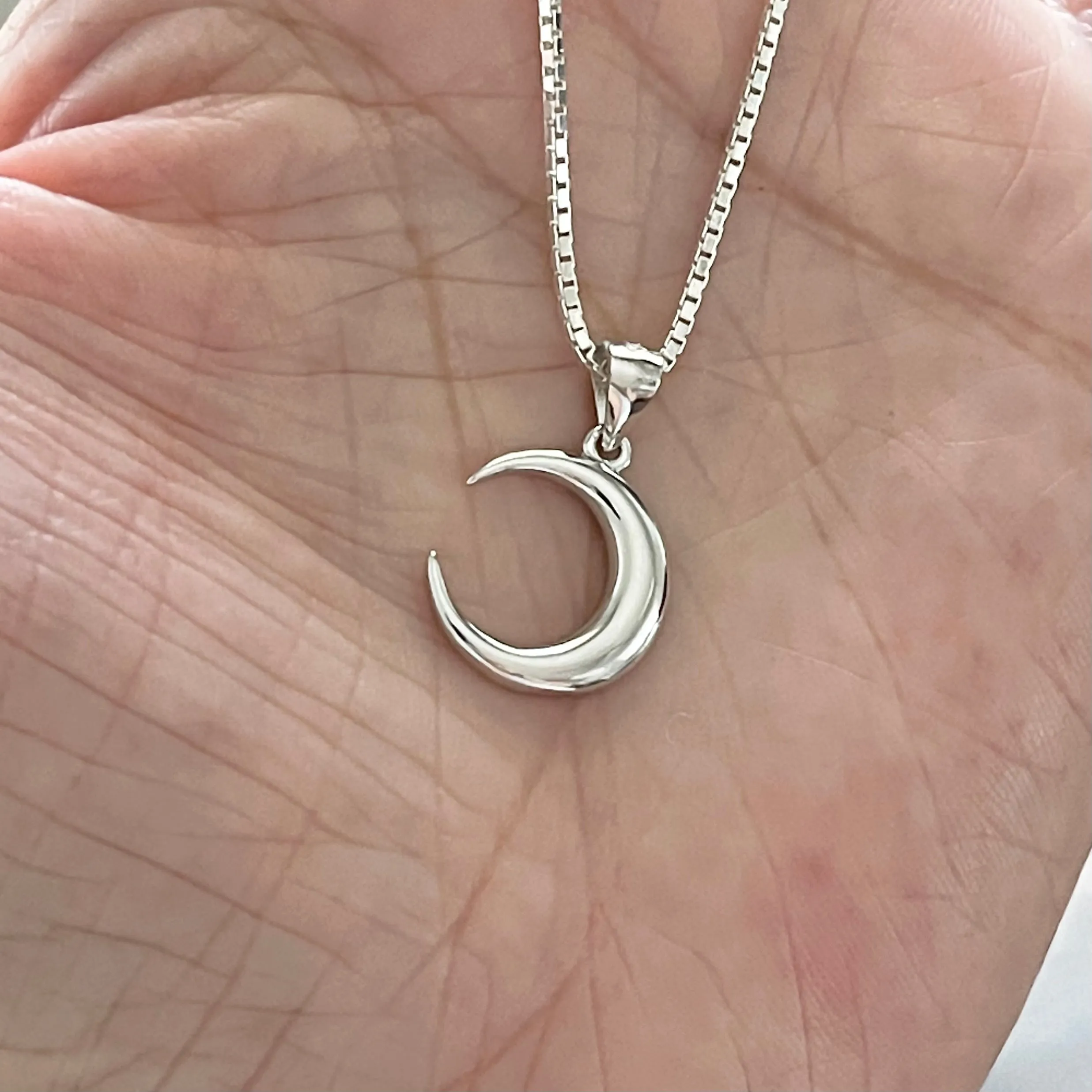Sterling Silver Crescent Moon Necklace, Moon Necklace, Celestial Necklace, Necklaces