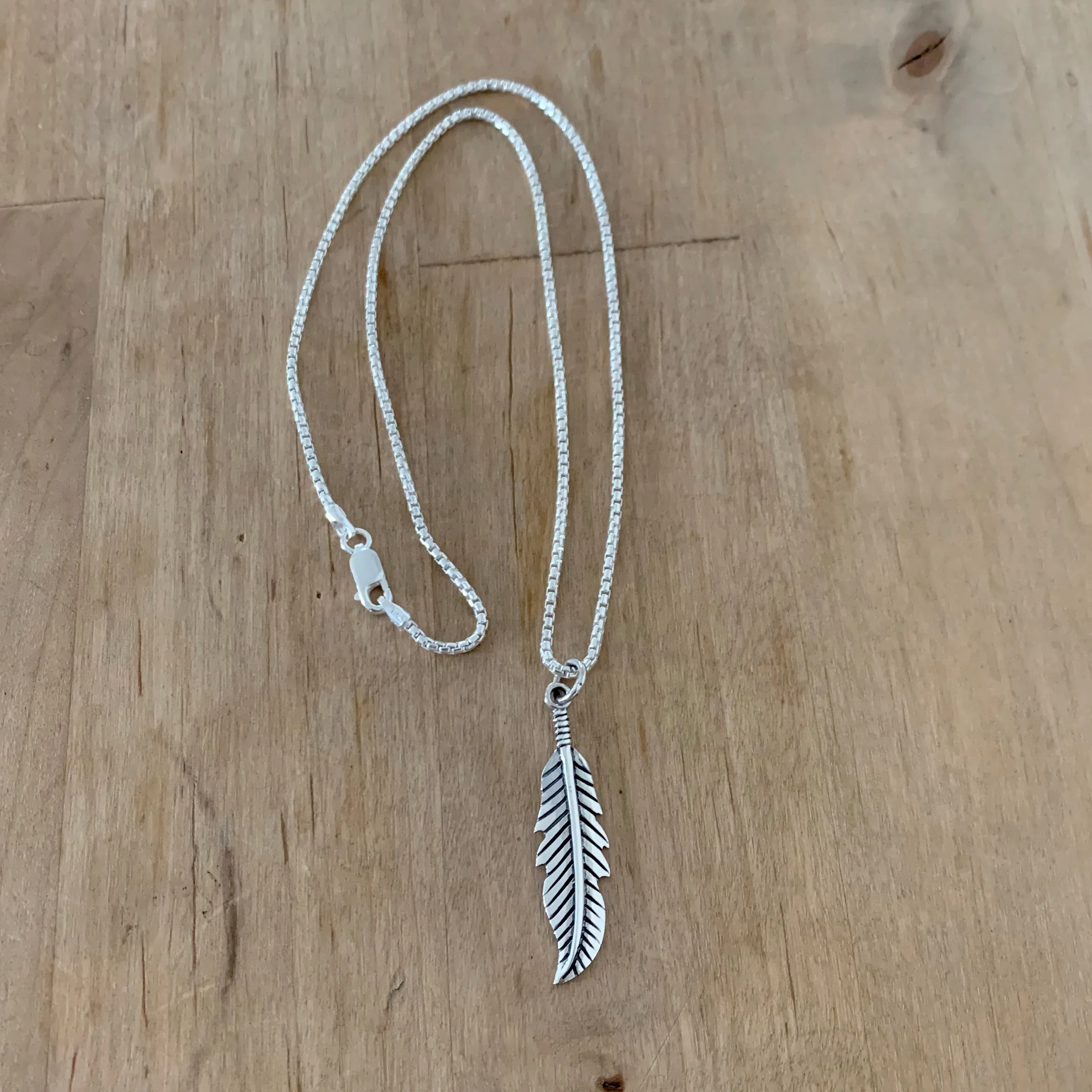 Sterling Silver Feather Necklace, Silver Necklace, Religious Necklace, Angels Wing Necklace