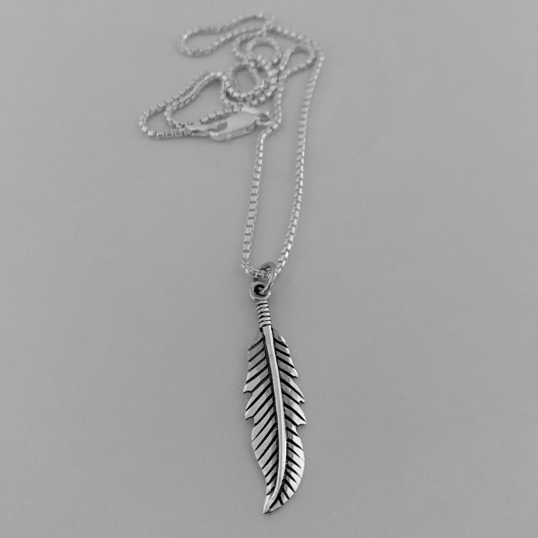 Sterling Silver Feather Necklace, Silver Necklace, Religious Necklace, Angels Wing Necklace