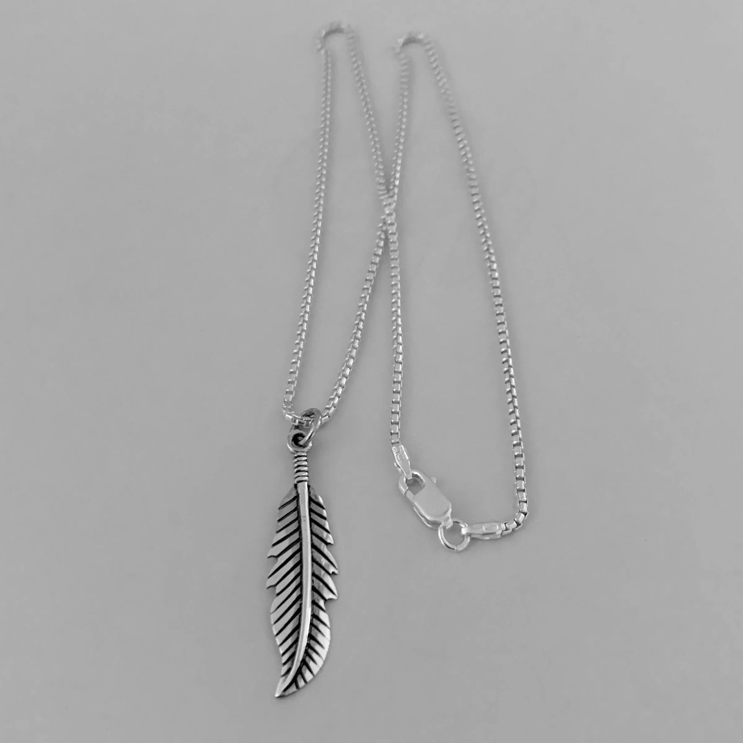 Sterling Silver Feather Necklace, Silver Necklace, Religious Necklace, Angels Wing Necklace