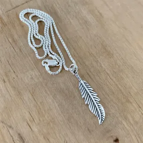 Sterling Silver Feather Necklace, Silver Necklace, Religious Necklace, Angels Wing Necklace