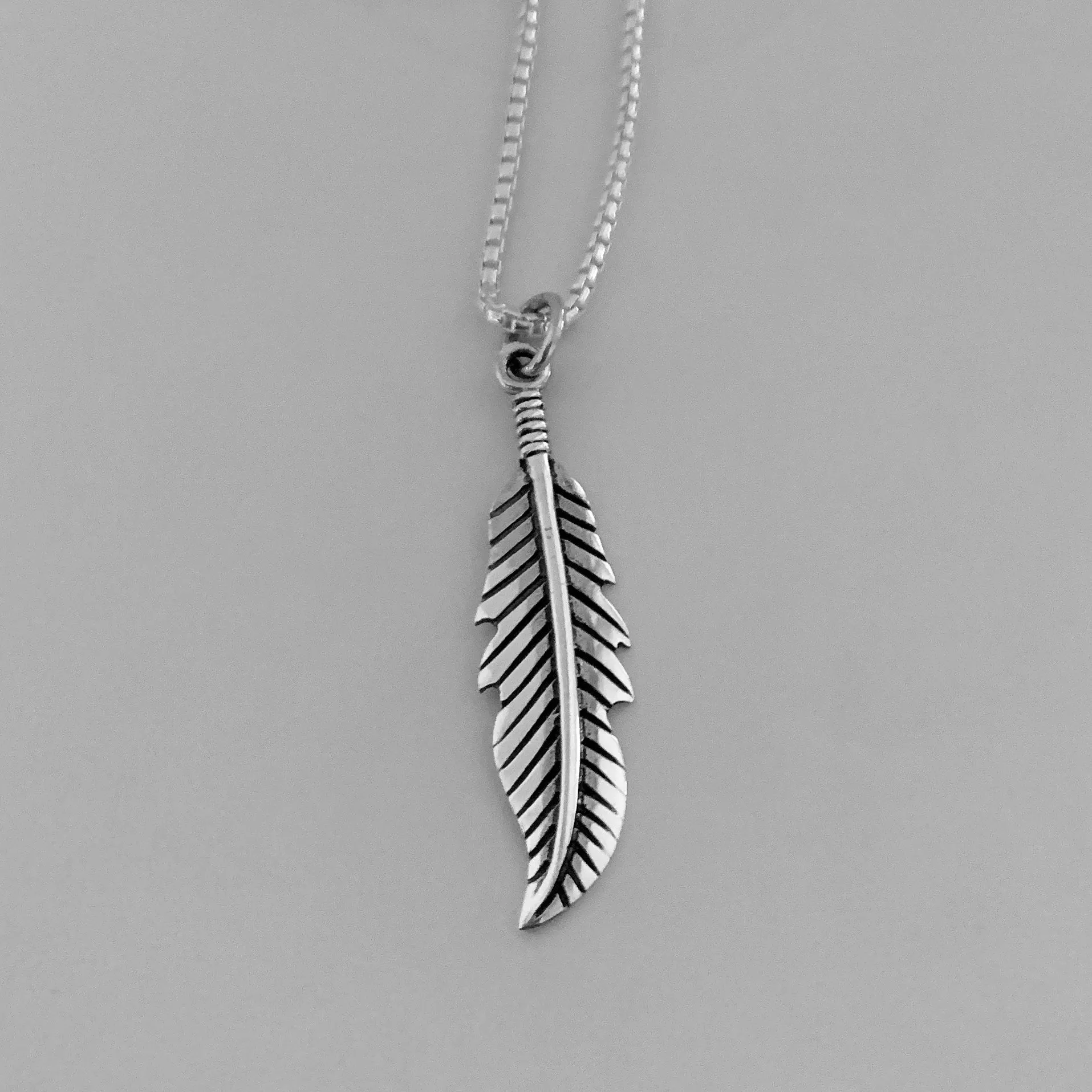Sterling Silver Feather Necklace, Silver Necklace, Religious Necklace, Angels Wing Necklace