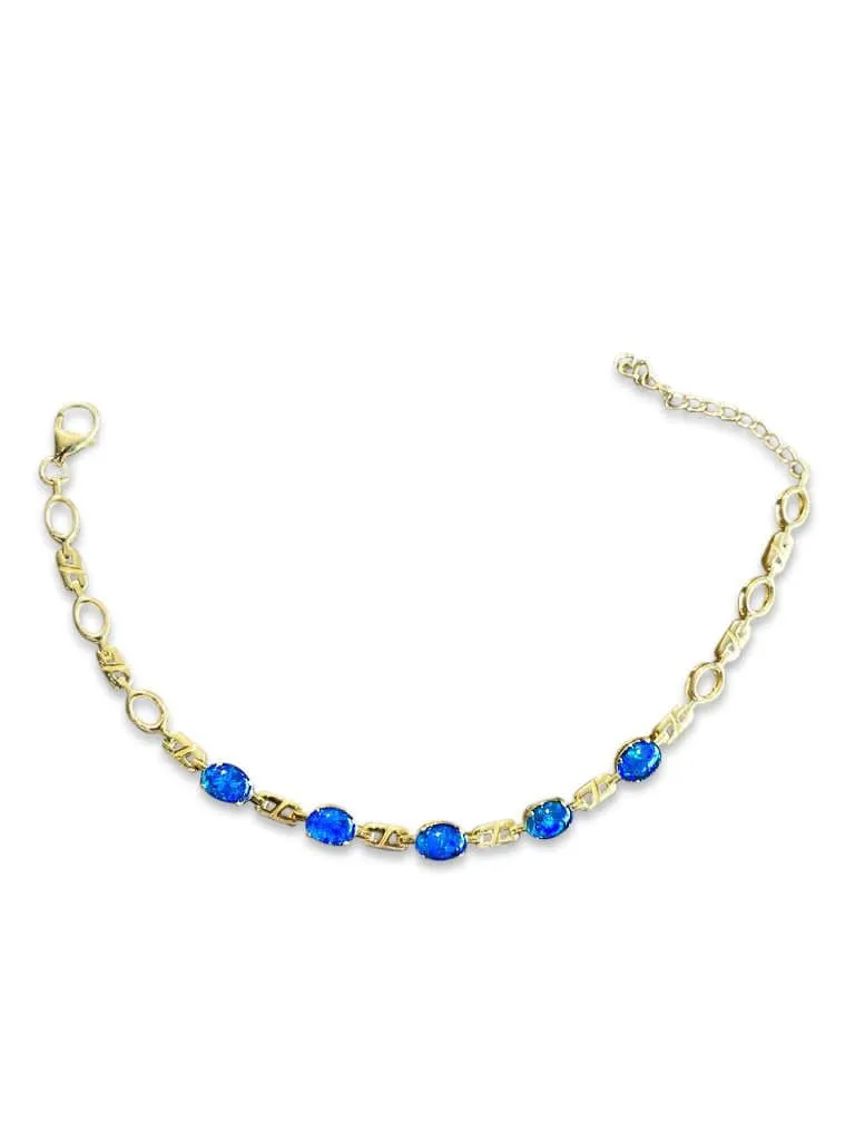 Sterling Silver Gold plated bracelet set with Australian Opal triplet