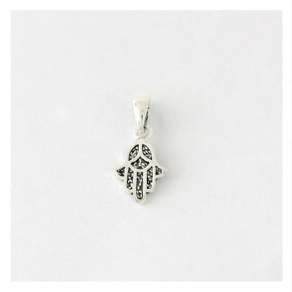 Sterling Silver Hamsa Necklace - Protective Amulet Pendant Jewelry