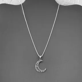 Sterling Silver Heart Crescent Moon Necklace, Moon Necklace, Celestial Necklace, Heart Necklace