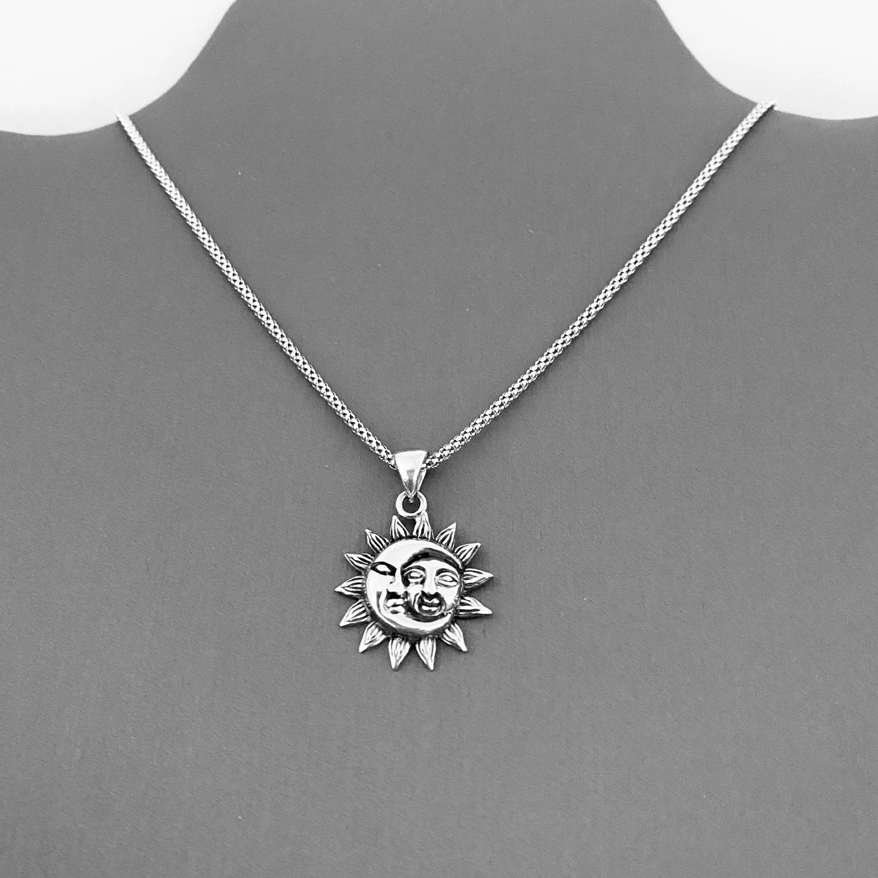 Sterling Silver Moon and Sun Necklace, Moon Necklace, Sunshine Necklace, Necklaces