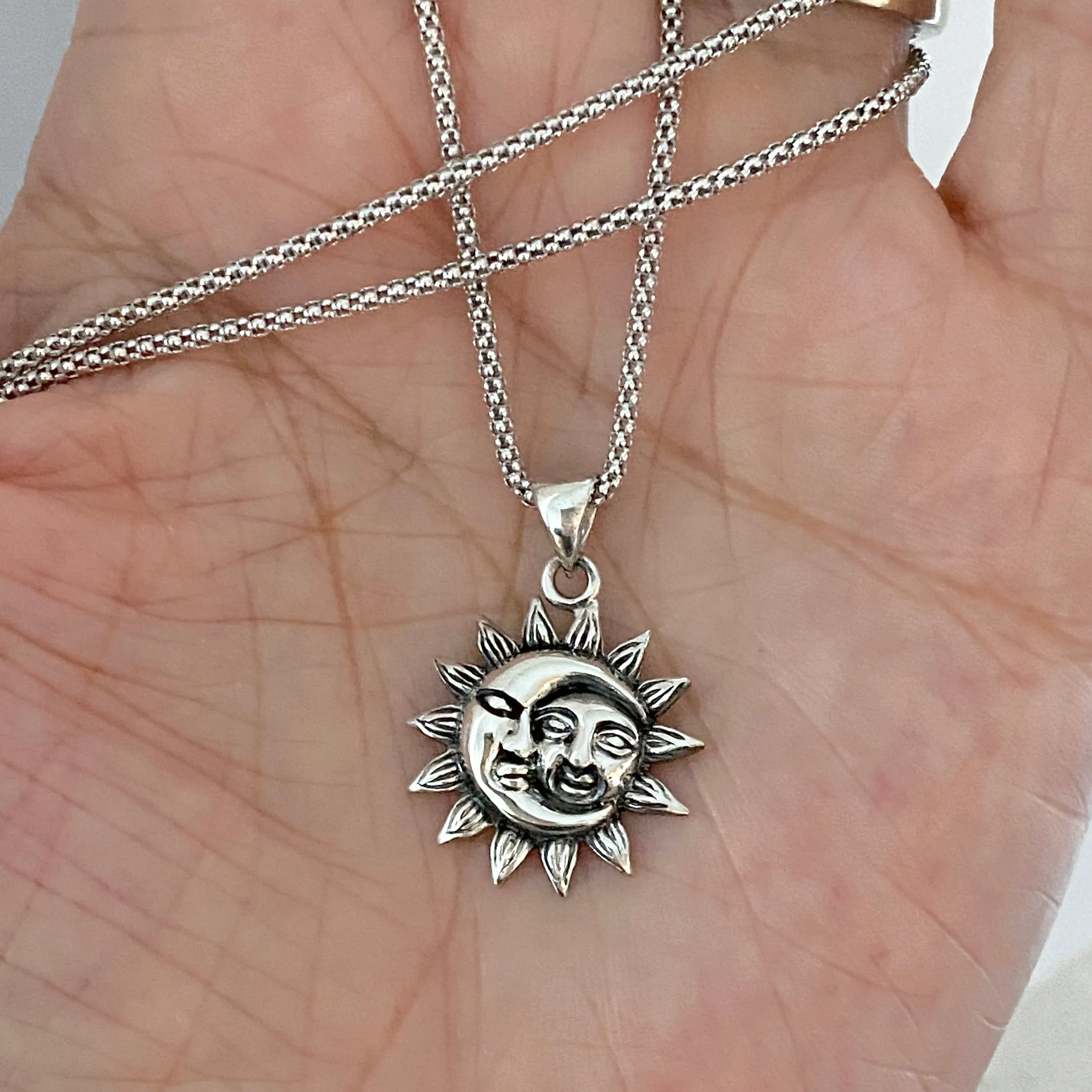 Sterling Silver Moon and Sun Necklace, Moon Necklace, Sunshine Necklace, Necklaces