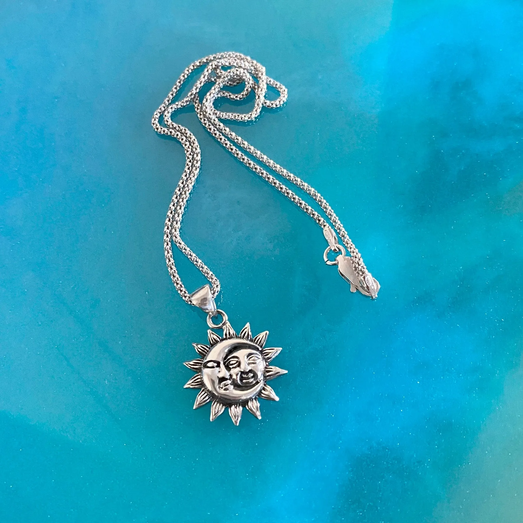 Sterling Silver Moon and Sun Necklace, Moon Necklace, Sunshine Necklace, Necklaces
