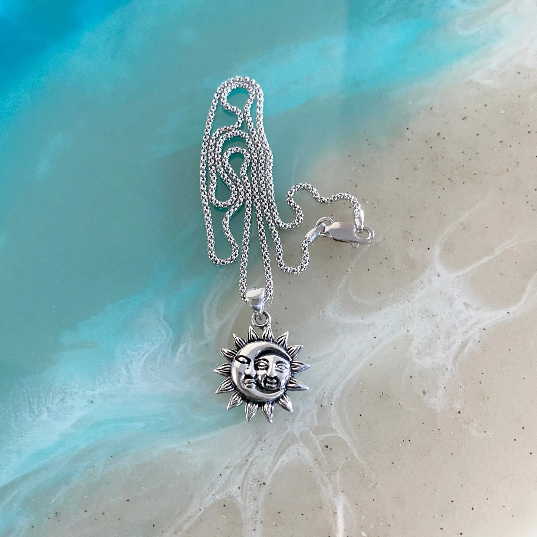 Sterling Silver Moon and Sun Necklace, Moon Necklace, Sunshine Necklace, Necklaces