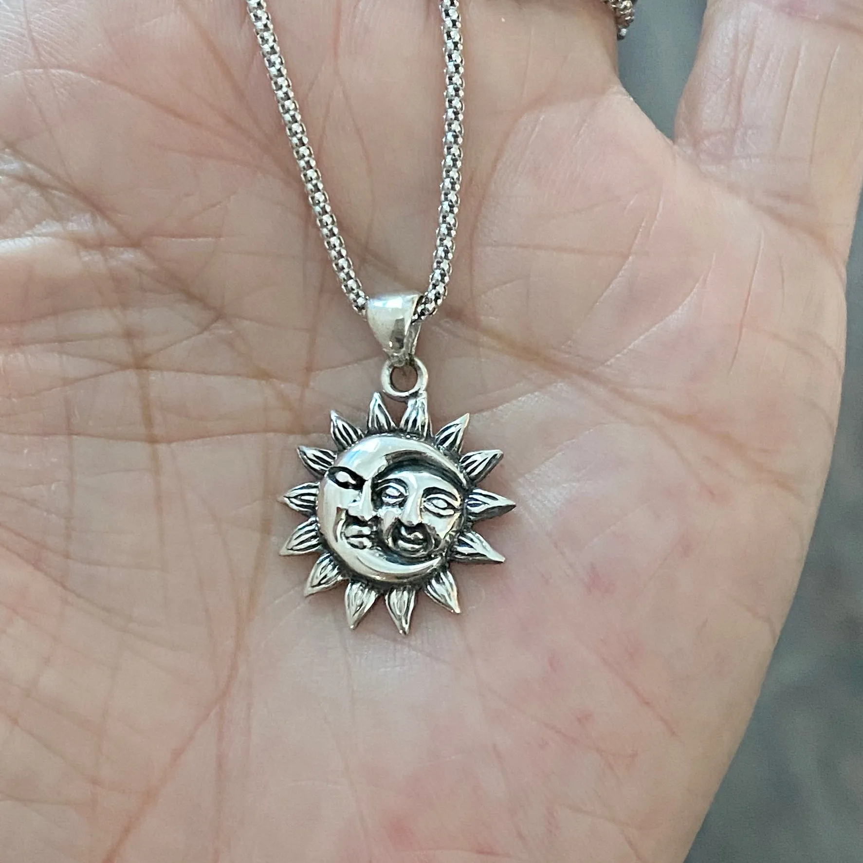 Sterling Silver Moon and Sun Necklace, Moon Necklace, Sunshine Necklace, Necklaces
