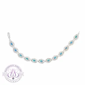 Sterling Silver oval shape framed bracelet with opal doublet