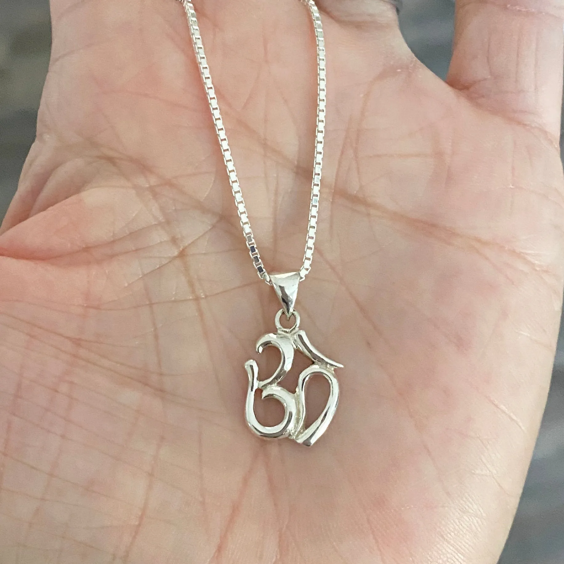 Sterling Silver Small OM Necklace, Silver Necklace, Yoga Necklace, Boho Necklace