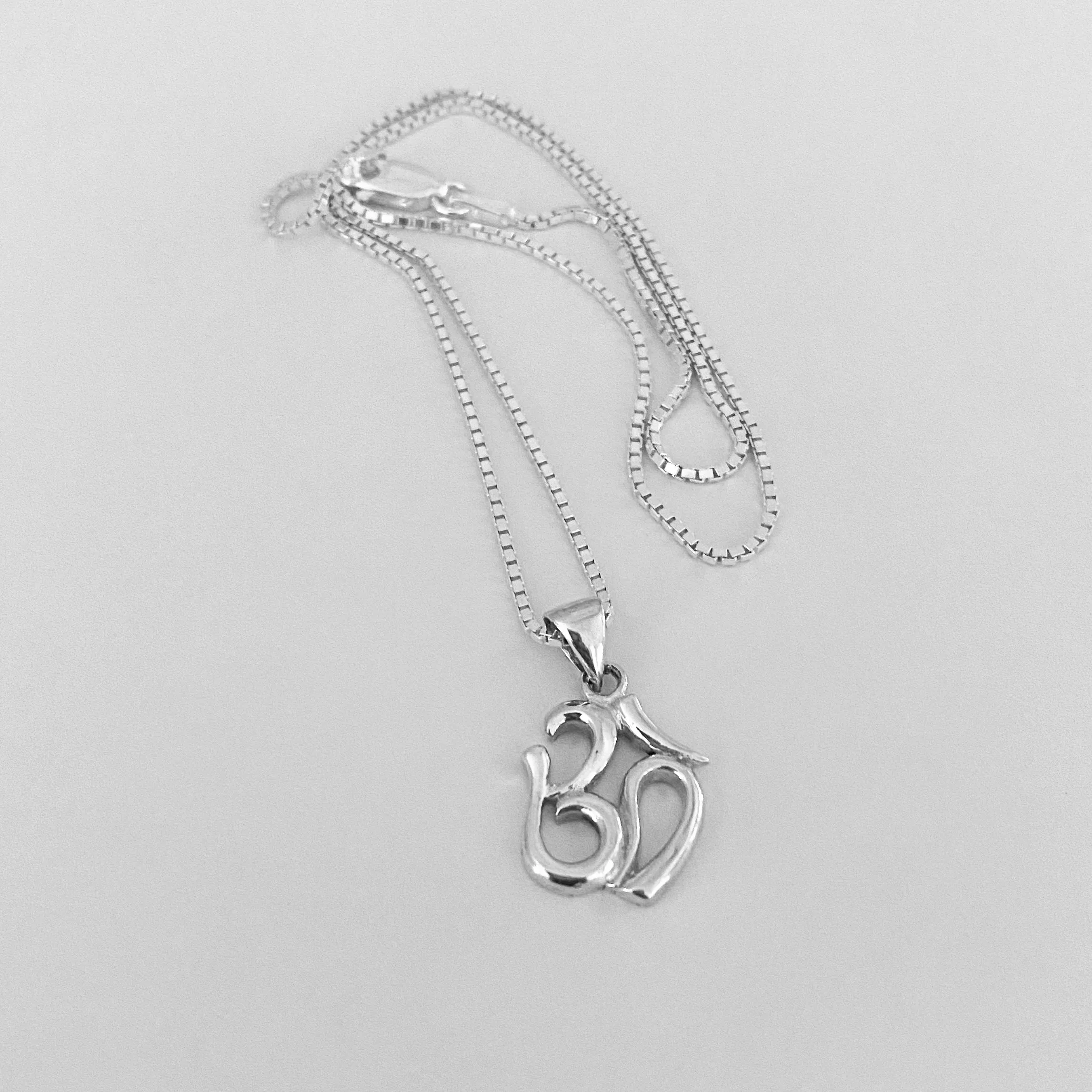 Sterling Silver Small OM Necklace, Silver Necklace, Yoga Necklace, Boho Necklace