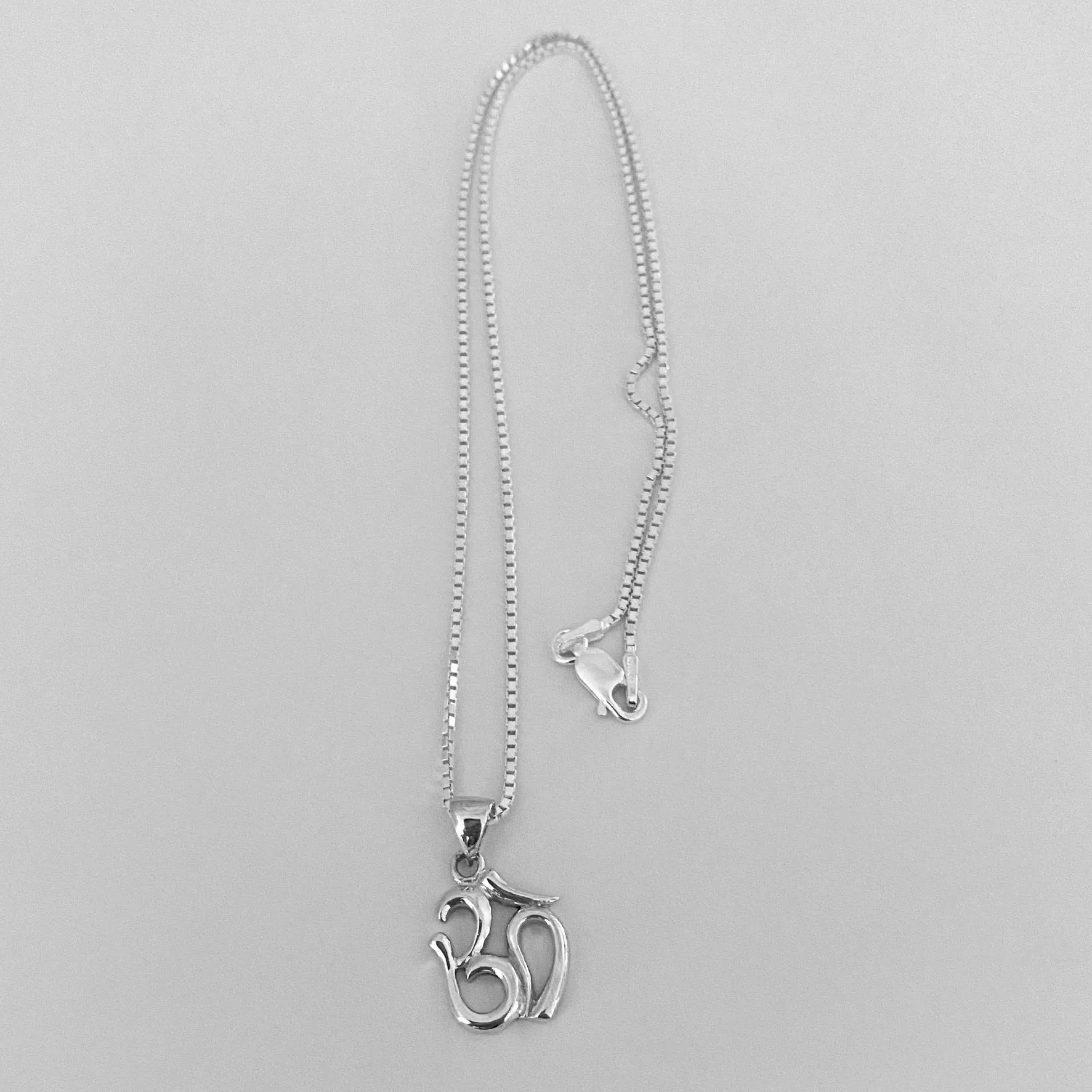 Sterling Silver Small OM Necklace, Silver Necklace, Yoga Necklace, Boho Necklace
