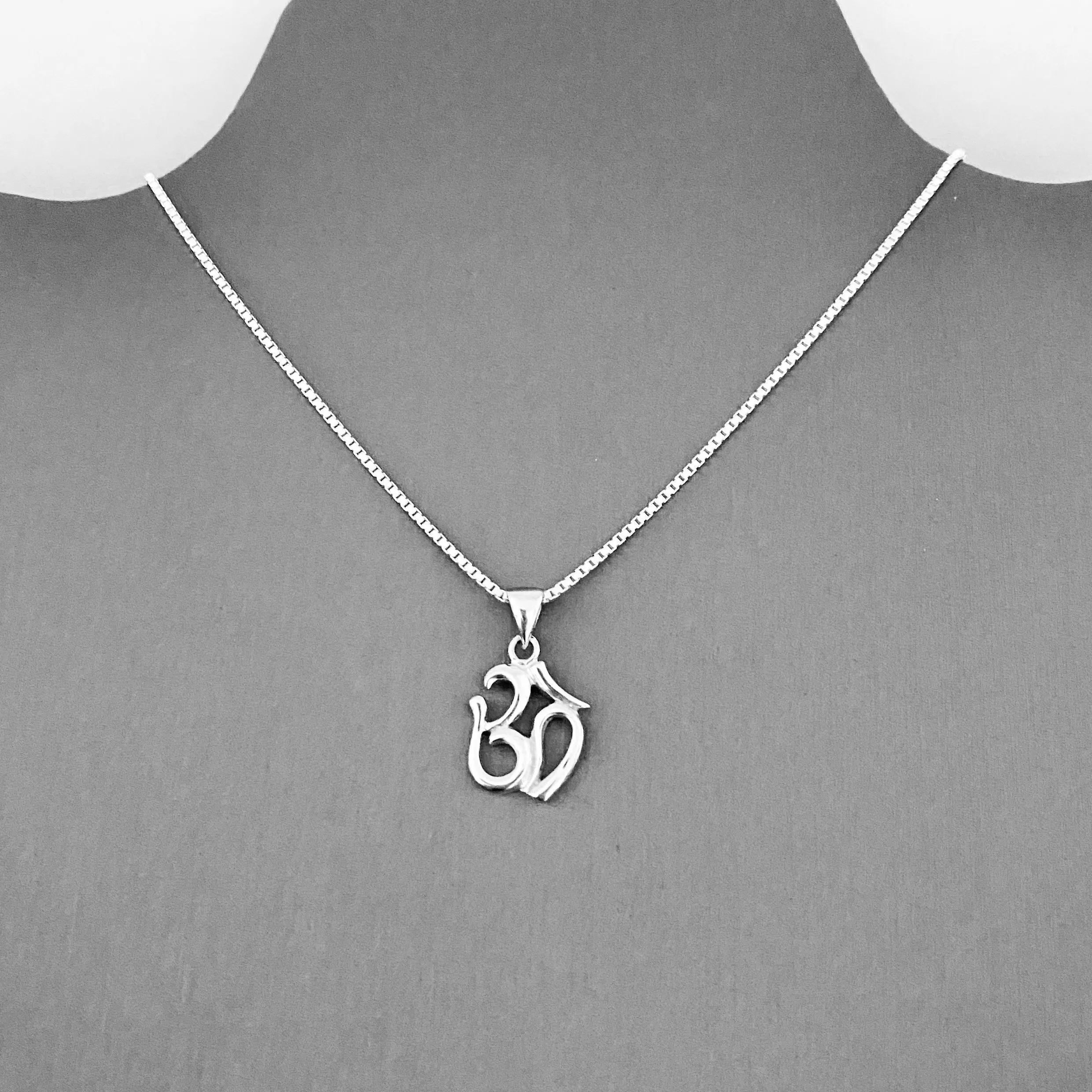 Sterling Silver Small OM Necklace, Silver Necklace, Yoga Necklace, Boho Necklace