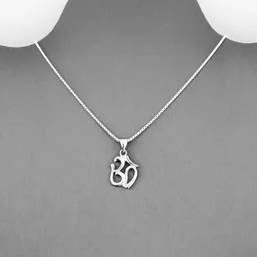 Sterling Silver Small OM Necklace, Silver Necklace, Yoga Necklace, Boho Necklace