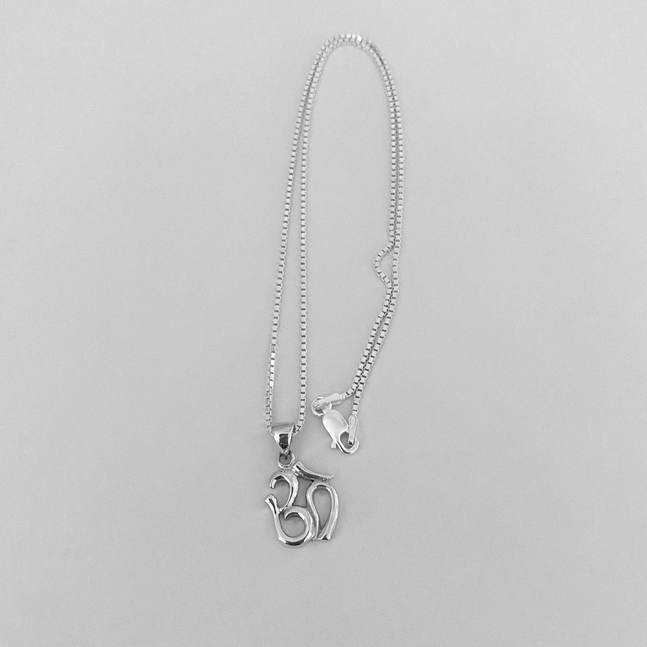 Sterling Silver Small OM Necklace, Silver Necklace, Yoga Necklace, Boho Necklace