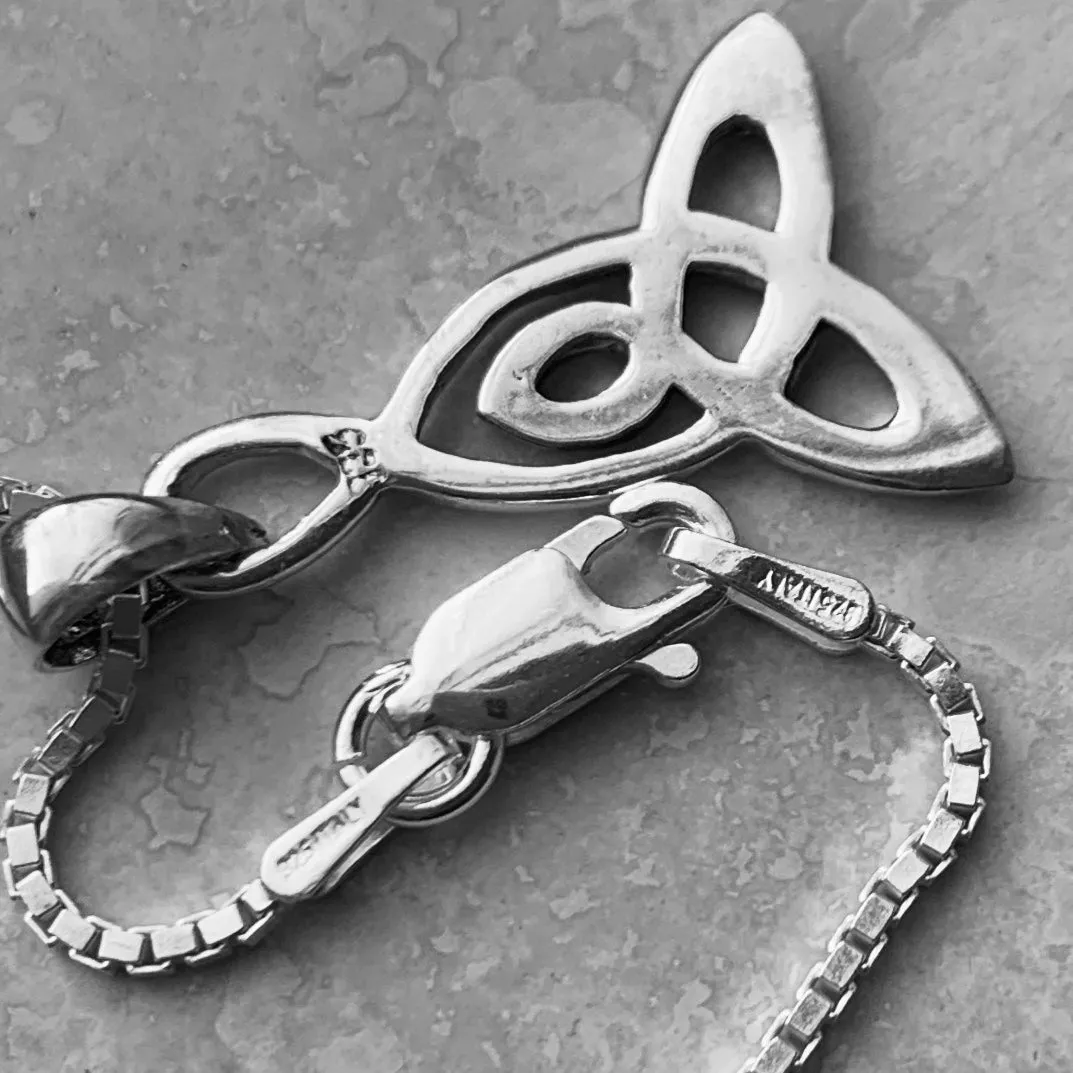 Sterling Silver Triquetra Necklace, Silver Necklace, Knot Necklace, Celtic Necklace