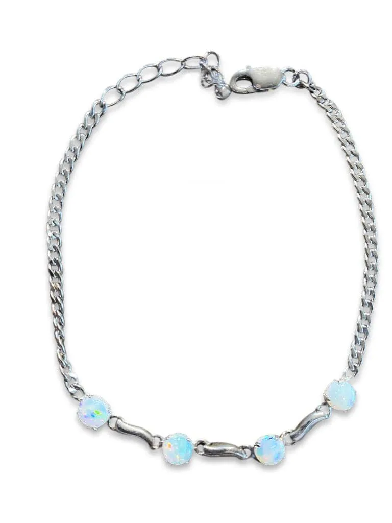 Sterling Sliver bracelet set with 4 South Australian white opal