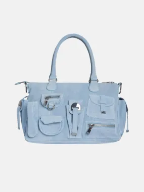 Suede Cargo Pocket Shoulder Bag