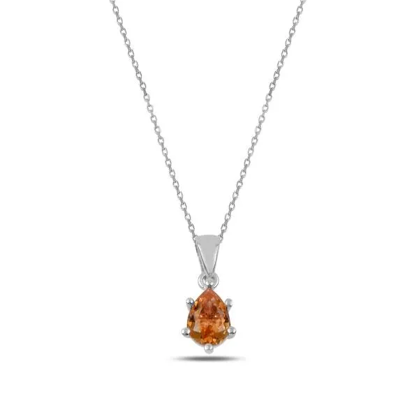 Teardrop lab created Sultanite necklace in sterling silver