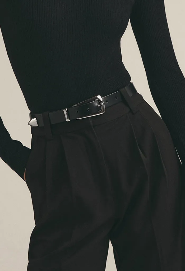 The Statement Belt - Black / Nickel