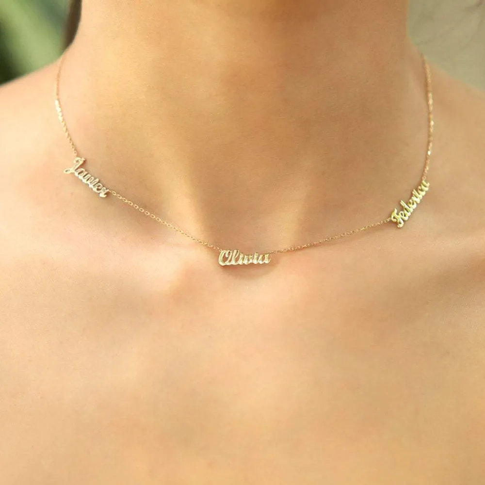 Three Name Necklace