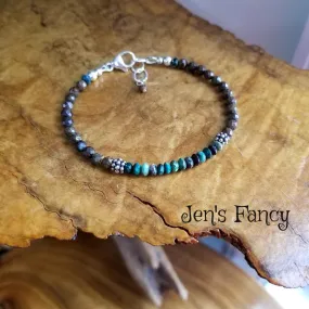 Turquoise & Boulder Opal Bracelet Sterling Silver